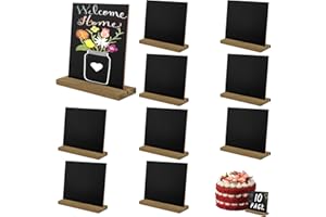 UMILKI Mini Lavagna Piccola 10 Pezzi，13 x15cm Mini lavagne in Legno con Base, Mini Lavagnette Cancellabili per Feste di Compleanno e Cibo/Buffet