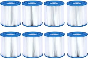 DIFCUL Pool Filter for Bestway Size 1 Filter Cartridge for Pools,3.1 x 3.5 Inch Type I Pool Cleaning Filter for Pool Pump Flowclear 58381 58511e 300/330 Gal/H(220-240 V)(8 PCS)