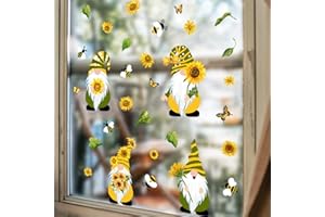 HaoFuJi Pegatinas de Ventana Stickers Decorativas Anticolisión Adhesivas, Enano Flores Verde Mariposa Vinilo para Ventanas, Pegatinas para Ventana Adhesivos de Ventana para Salón Ventana Decorativa