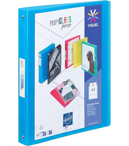 Classeur Souple A4 MAXI FEEL'EASY Viquel - 4 Anneaux, Dos 4cm - Bleu Turquoise, Pour Documents Et Intercalaires - 12