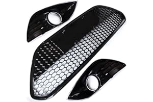 Underground Parts Gloss Black Honeycomb Front Bumper Lower Grilles & Fog Light Surrounds for Ford Focus mk2 Facelift