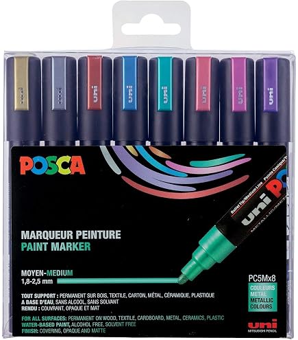 Uni POSCA paintmarker PC-5M, 1,8 - 2,5 mm, etui van 8 stuks in