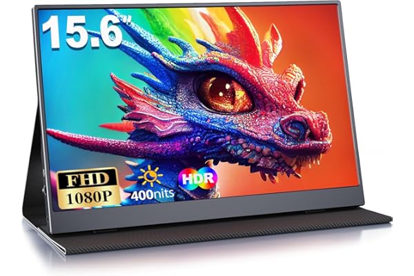 MOMODS Monitor Portatil, 15.6 Pulgadas Pantalla Portatil, IPS 1080P FHD Portable Monitor con Mini HDMI/USB-C, para Computadora Portátil, PS5, Xbox, Teléfono