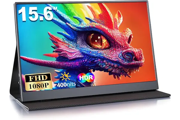 MOMODS Monitor Portatil, 15.6 Pulgadas Pantalla Portatil, IPS 1080P FHD Portable Monitor con Mini HDMI/USB-C, para Computadora Portátil, PS5, Xbox, Teléfono