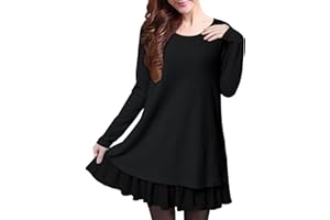 ZANZEA Women Jumper Knit Sweater Jumper Dress Long Tops Lace Hem Long Sleeve Tops Pullover Evening Party Bow Dress