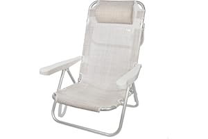 AKTIVE - Chaise Pliante, Multi-Position et en Aluminium Beige