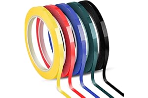 JALAN Whiteboard Tape, Graphic Chart Tape, Self Adhesive, Assorted 5 Colors, 6 mm x 66 m per roll, Pack of 5 Rolls