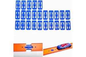 K TOMOTO Racetrack Connectors Set of 25, Compatible with Hotwheels Track | Straight Track Race Track Connectors Replacements(Blue)