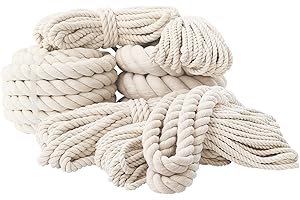 Corde Macramé, Corde Épaisse Grosse Corde en Coton Tressée,10mm x 15m Beige