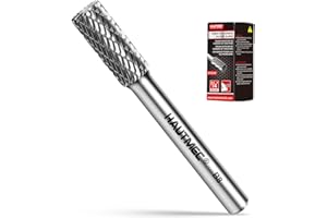 HAUTMEC Tungsten Carbide Rotary Burr Bit – 1/4" Shank, Double Cut Tungsten Rotary File for Die Grinder, Professional Grade, Suit for Metal Carving, Grinding, Engraving & Deburring - HT0197