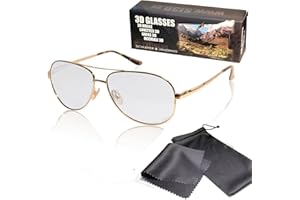 SCHLEITER & JAUERNIG SJ3D Passive 3D Brille - hochwertige 3D Aviator Brille goldfarben - Polfilterbrille zirkular polarisiert - Für RealD 3D Kino & TV: LG Cinema 3D Philips Easy 3D Telefunken Toshiba 3D Natural Vizio 3D und 3DTVs von SONY Grundig Panasonic Hisense CMX uvm. - Inkl. Mikrofaser Brillenbeutel und Putztuch
