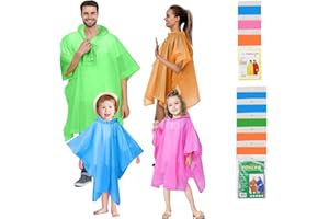 UptVin 10 Pack Poncho Waterproof Adults Kids, EVA Rain Ponchos Family Emergency Raincoat Disposable Ponchos Family Pack, 6 Pcs Ponchos Adults and 4 Pcs Poncho Kids for Travel Camping Festivals