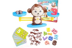 BBLIKE Jouet Mathématique, 65 Pièces Cartes de Maths de Balance de Singe Bloc Numérique Jouets Éducatifs Jeux Mathématiques Cadeau pour Les Garçons et Les Filles 5 Ans et Plus