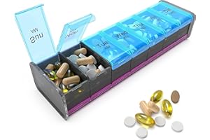 BEXEEN Extra Large Pill Organizer- XXL Pill Box 7 Day - Weekly Pill Organizer with AM PM Large Compartments Big Pill Case for Supplements Jumbo Pill Holder for Vitamins Huge Medicine Organizer 2 Times a Day