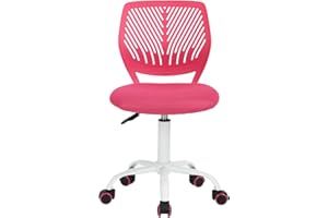 FurnitureR Sedia da ufficio adatta ai bambini, per imparare a casa, ergonomica, regolabile in altezza, per giovani studenti, design rosa vivace