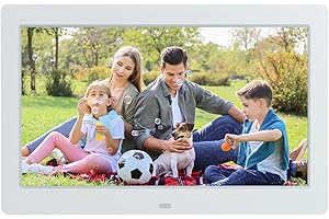 JOHNZINY Cornice digitale da 10,5 pollici, 1280 x 800P Music Photo Player con telecomando/multi-presentazione/calendario/orologio funzione allarme bianco