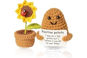 MLZTINGR Pocket Hug Patate positive: serie creativa di patate a maglia con bambola di girasole, regalo di addio perfetto per colleghi e fidanzate, felicità ed energia positiva