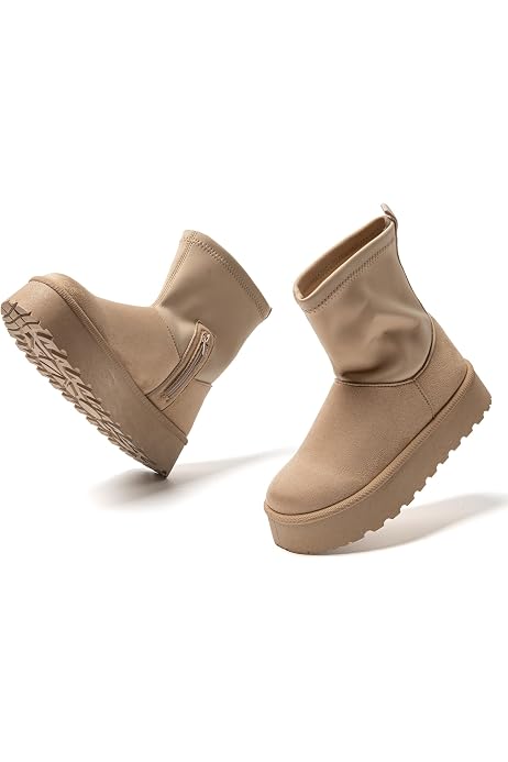 Lukcolor Botte Eva Chaussures à semelles épaisses pour femmes Bottes de neige montantes en coton
