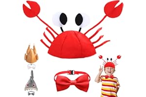 AUNGKWANG 2 Piezas Sombreros Fiesta Halloween, Disfraz Gracioso, Sombrero de Cangrejo Traer Pajarita para Adulto Niños y Chico Chica Cosplay fiesta de carnaval