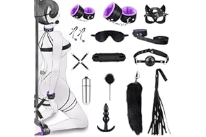 Kit de bondage SM Oziral de 15 piezas, juego de bondage para cama BDSM, juguetes sexuales para parejas, juego BDSM para principiantes, accesorios para mujeres con tapón anal, juego sexual para parejas