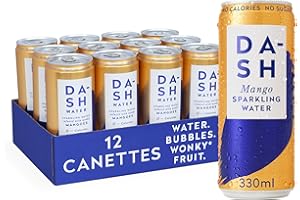 DASH Water Mangue – 12x Eaux pétillantes aromatisées à la mangue. SANS Sucre, SANS Édulcorant, SANS calories – Infusées avec des Fruits rejetés (12x330ml)