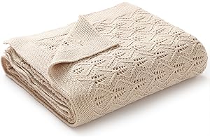 mimixiong Cellular Blanket Baby 100% Cotton Soft Knit Baby Blankets for Newborn Boy Girls 100x80cm (Beige)