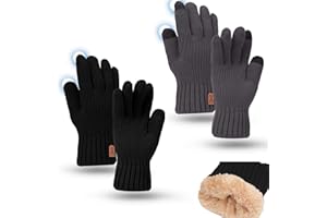 Mayoii 2PCS Winter Gloves for Men and Women,Thermal Knit Touchscreen Gloves with Fleece Lining,Womens Mens Glove Touchscreen for Running,Ski,and Cold Weather