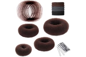 YAFEX CareforYou - Fabricante de bollos mágicos marrones, formador de bollos de dona, herramienta de peinado de moño de ballet con 6 piezas elásticas para el cabello y 1 bolsa de alfileres
