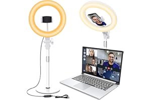 YARRASHOP Selfie Ring Light with Stand for Laptop, 10.5'' Desk Ringlight Video Conference Lighting with Phone Holder, Webcam Ring Light for Makeup/Video Recording/Zoom Meeting/Live Streaming/YouTube/Tiktok