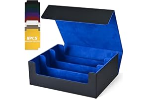 UAONO Sammelkarten-Aufbewahrungsboxen für 1800+ Karten, Premium Magnetic Deck Boxen, Leather Deck Case mit Trennwänden, Spielkarten Deck Boxe für TCG MTG YuGiOh Karten (Schwarz und blau)