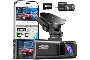 REDTIGER F7NP-4K Dash Cam Front and Rear, STAVIS 2 Sensor Dash Camera for Cars, Free 128GB Card Included, 5.8GHz Wi-Fi6-up to 20MB/s, 3.18” Screen, 170°Wide Angle, 24H Parking Mode