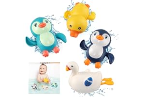 BELLESTYLE Belletyle Baby Badespielzeug Wasserspielzeug, Schwimmende Baden Spielzeug Pool Badewannenspielzeug Uhrwerk Badewanne Spielzeug für Baby Kinder Kleinkinder 1 2 3 4 Jahr - Pinguin, Schwan, Ente