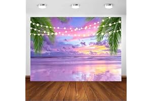 Avezano Sommer tropischer Strand Hintergrund Hawaii Küste Sonnenuntergang Palme Fotografie für Bild Luau Themen Party Dekorationen Photo Booth Studio(2,1 x 1,5 m)