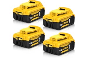 TOPBATT 4pcs 5000mAh replacement for Dewalt battery 18V DCB180 DCB181 DCB182 DCB184 DCB200 DCB201 DCB204 with LED indicator