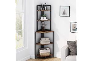 Tribesigns Scaffale angolare Scaffale per scaffali Libreria Scaffale per Piante unità organizzativa a 5 Livelli Industriale per casa, Ufficio, Soggiorno, Camera da Letto, Balcone