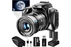 G-ANICA Appareil Photo numérique, 64MP&40 X Zoom pour la Photographie et la vidéo,4K Optical Vlogging Camera for Youtube with Flash, WiFi & HDMI Output，32GB SD Card(2 Batteries)