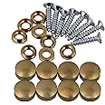 Mxfans 9.3mm Decorative Brass Mirror Screw Caps Covers Golden Nails for Mirrors Pack of 8