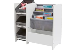 Liberty House Toys Kids White Display Unit With Fabric Storage Boxes