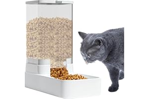SMILESHINEY Katzenfutter Spender - Wasserspender Katzen, 29X13,5X28,5Cm Schwerkraft Futterspender Katze Und Hund De PP,Futterspender Katzen Trockenfutter,Katzenfutterspender Trockenfutter Automatisch,