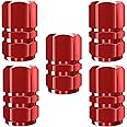 ACUTAS 5x Aluminum Car Wheel Universal Tire Stem Covers for Cars, SUVs, Bike and Bicycle, Trucks, Motorcycles Heavy-Duty Valve Cap (Red)