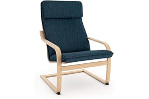 Vinylla Armchair Replacement Cover Made for Ikea Poang Chair (Cushion Design 1, Polyester - Navy Blue)