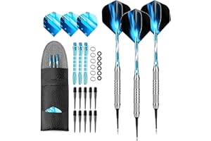 Crazy-m Soft Dartpfeile, Soft Dart 3 Stück 18 g Dartset Turnier Soft Tip Dartpfeile Set für Elektronische Dartscheibe mit Hard Box Case, Aluminium Schaft, Standard Pet