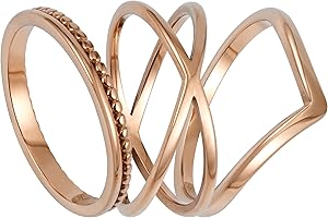 BONNYBIRD® Wasserfeste Edelstahl Ringe Damen in Silber, Gold & Roségold, 3er Ringe Set Frauen, Kein Anlaufen oder Abfärben, Sehr Hautverträglich BonnyClassic