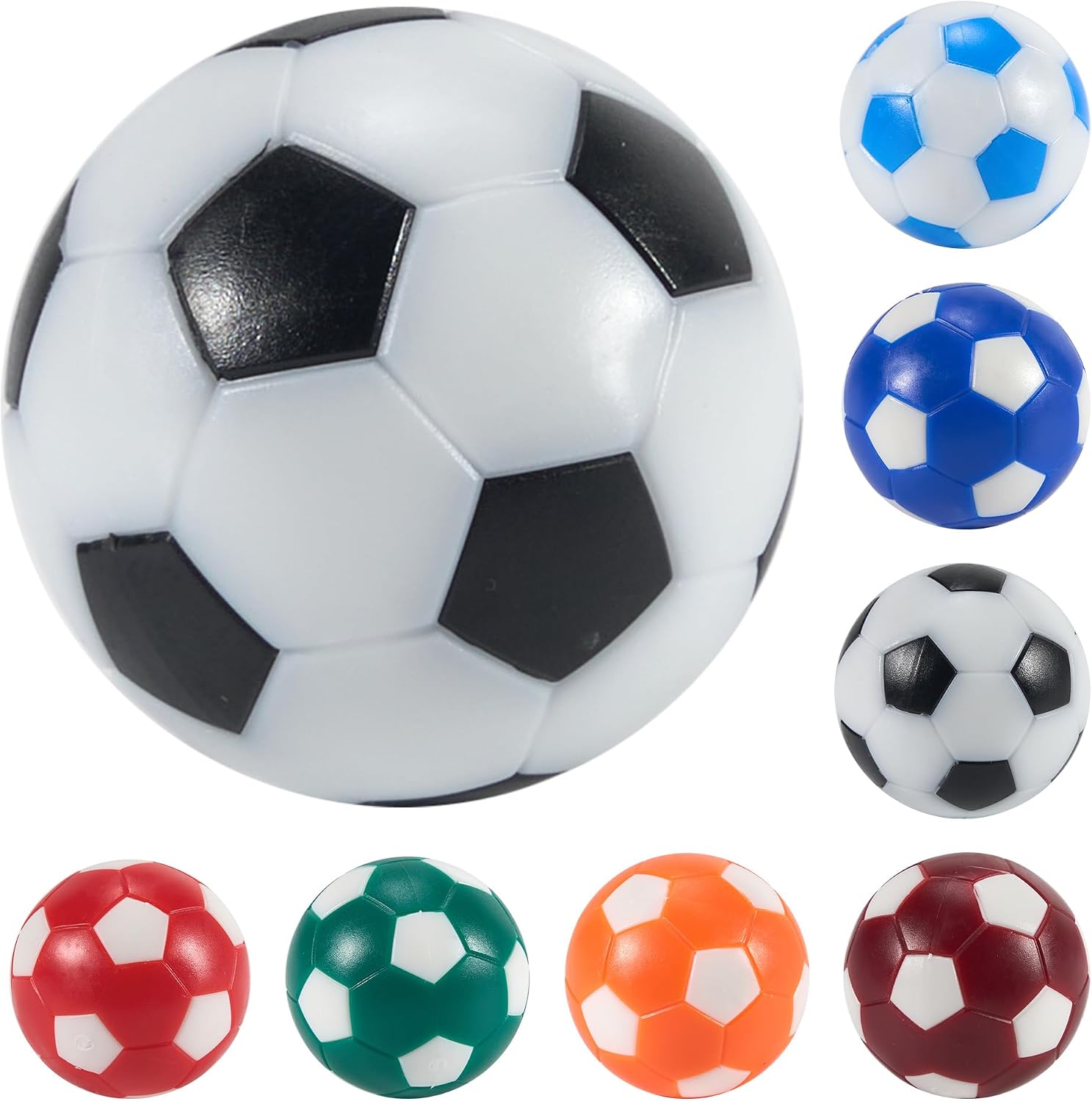 8 Piezas Bolas de Fútbol 32 mm en HIPS, Resistentes y Coloridas para Futbolín de Mesa, Colores Surtidos