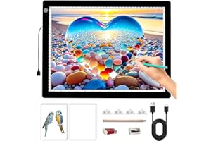 IVAOOZE Table lumineuse A4, 36 x 27 cm, planche à dessin ultra fine, plaque lumineuse à 3 niveaux de luminosité pour dessin, croquis, peinture diamant, animation, plaque à dessin A4, tampon lumineux pour