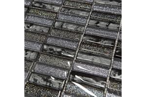 TOTAL LOOK DESIGN TILES AND INTERIORS Grey and Black Glass Glitter Mosaic Tiles Sheet for Walls Floors Bathrooms Kitchen (1 Sheet 30cm X 30cm)