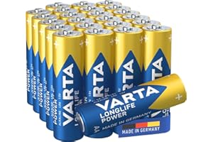 VARTA Piles AA, lot de 24, Longlife Power, Alcalines, 1,5V, adaptées aux jouets, souris sans fil, lampes de poche, Made in Germany