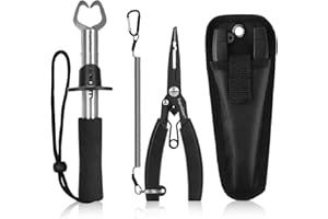 supregear Ensemble de Pinces de Pêche, Acier Inoxydable Pêcher Dissolvant d’Hameçon Coupeurs de Ligne de Pêche Multifonctions avec Gaine et Outil de Pêche de Longe Enroulé