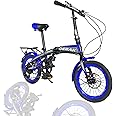 DERAK Ultimate Convenience with Bikes 16 Inch Folding Bicycle: 7-Speed Lightweight and 100% Assembled, Blue