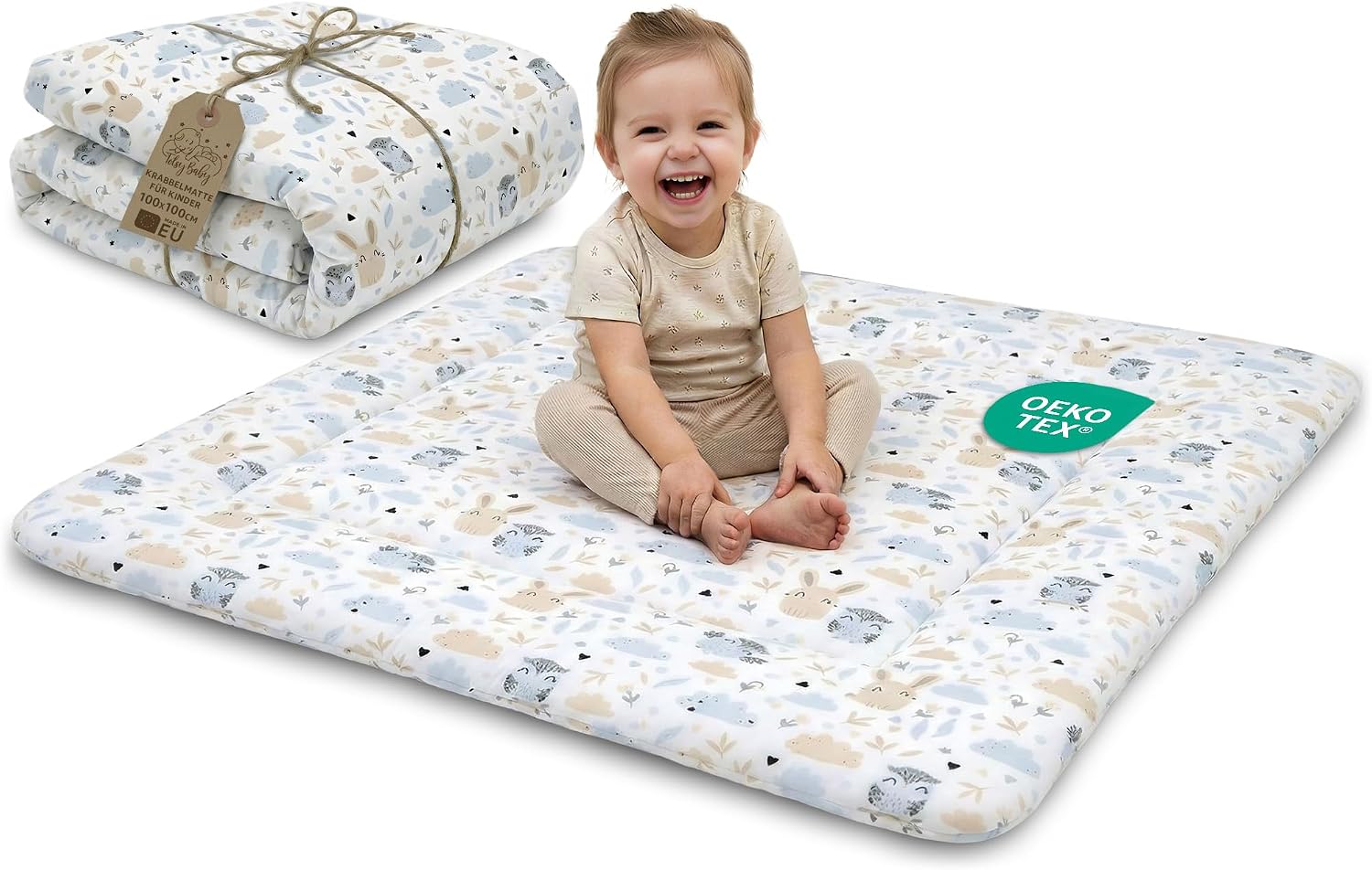 Totsy Baby Alfombra Bebe Acolchada Plegable - Manta de Juego para Bebes colchoneta Suelo Infantiles o tapete Infantil habitacion para niños y niñas 100 cm Certificado Oeko-Tex Búhos